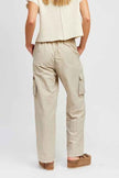 Emory Park straight leg pants with elastic waistband in beige with cargo pockets for a relaxed fit