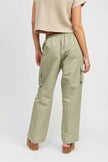 Emory Park stylish straight leg pants with elastic waistband in light green, featuring a relaxed fit and cargo pockets