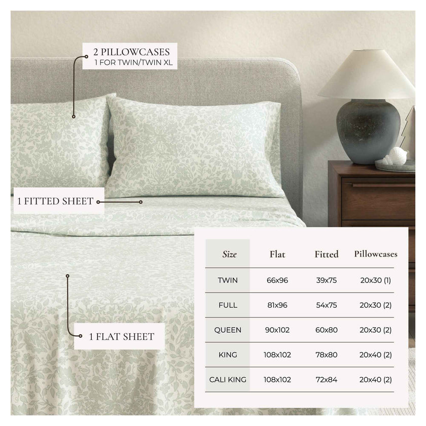 Turkish Cotton Flannel Sheet Set - Winter Floral Collection