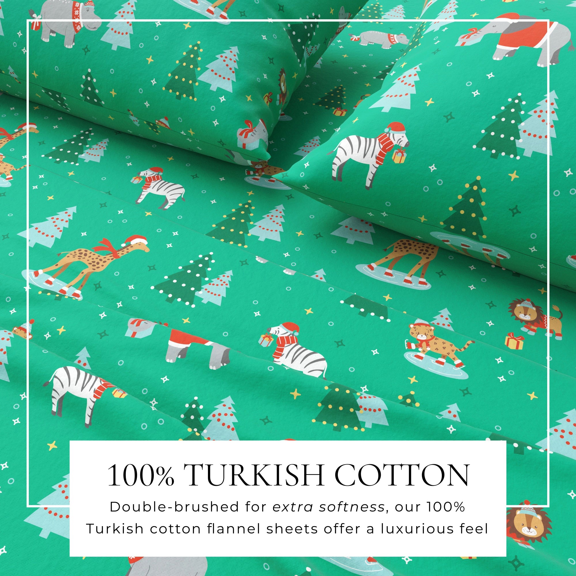 4-Piece Turkish Cotton Christmas Flannel Sheet - Whittaker Collection