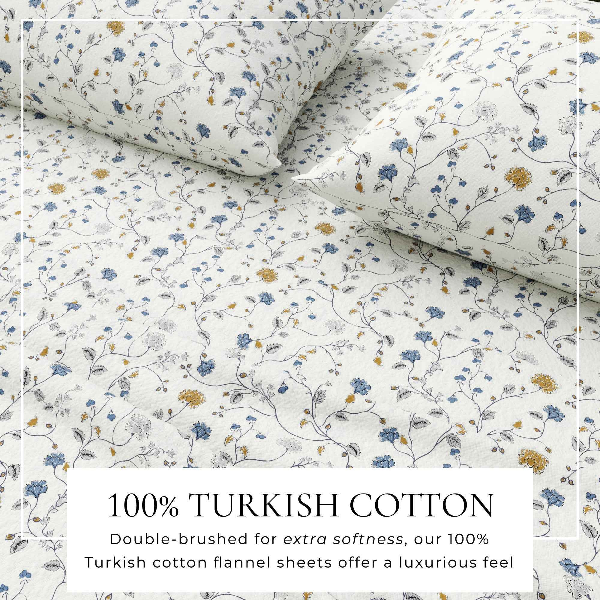 Turkish Cotton Flannel Sheet Set - Winter Floral Collection