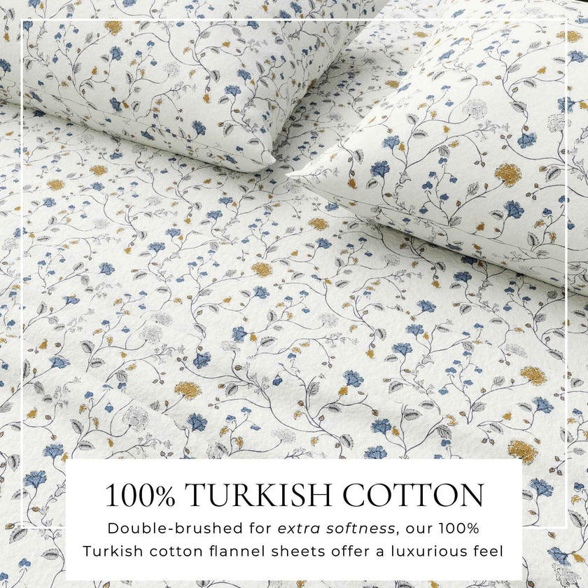 Turkish Cotton Flannel Sheet Set - Winter Floral Collection