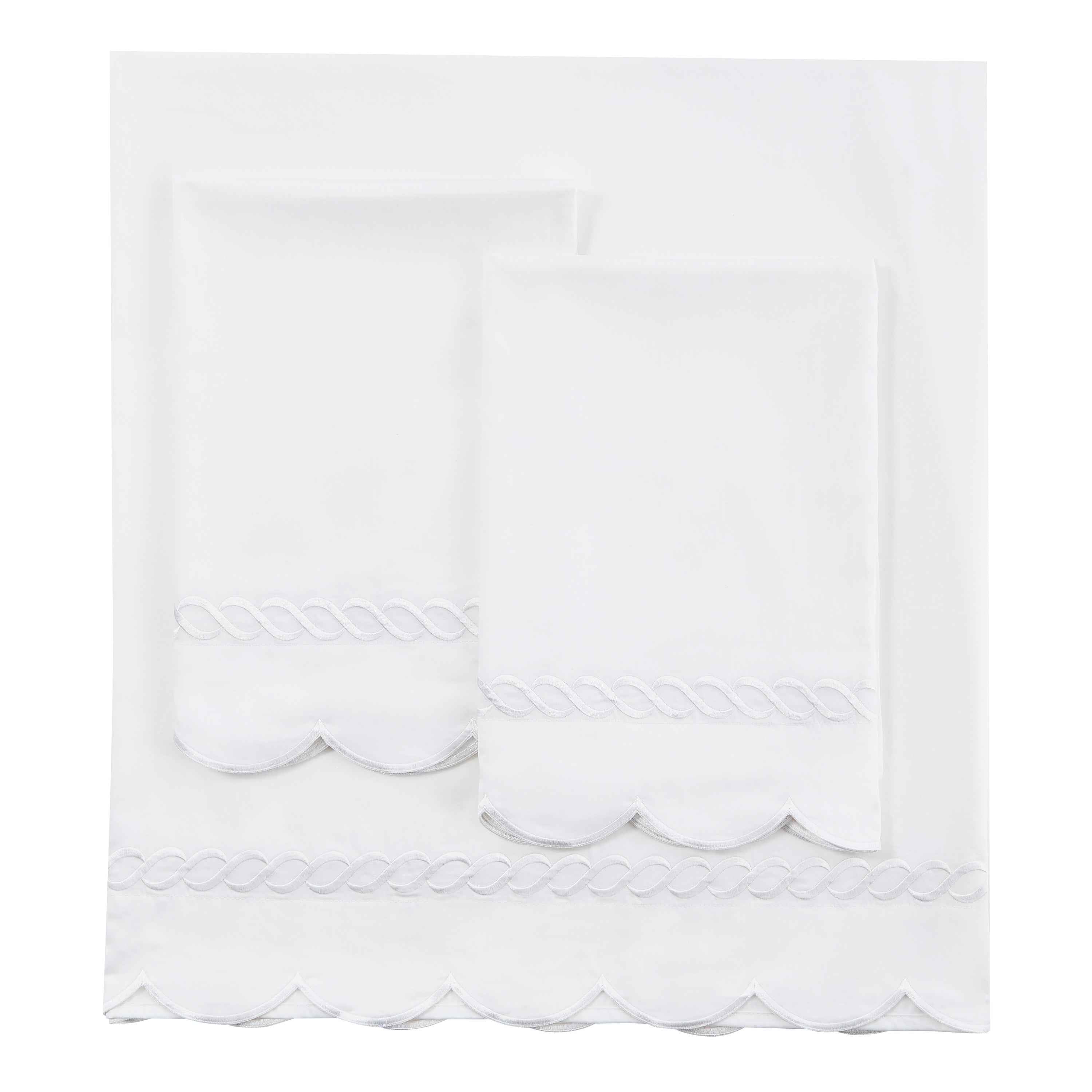 600 Thread Count Scallop Rope Embroidered Cotton Sheet Set
