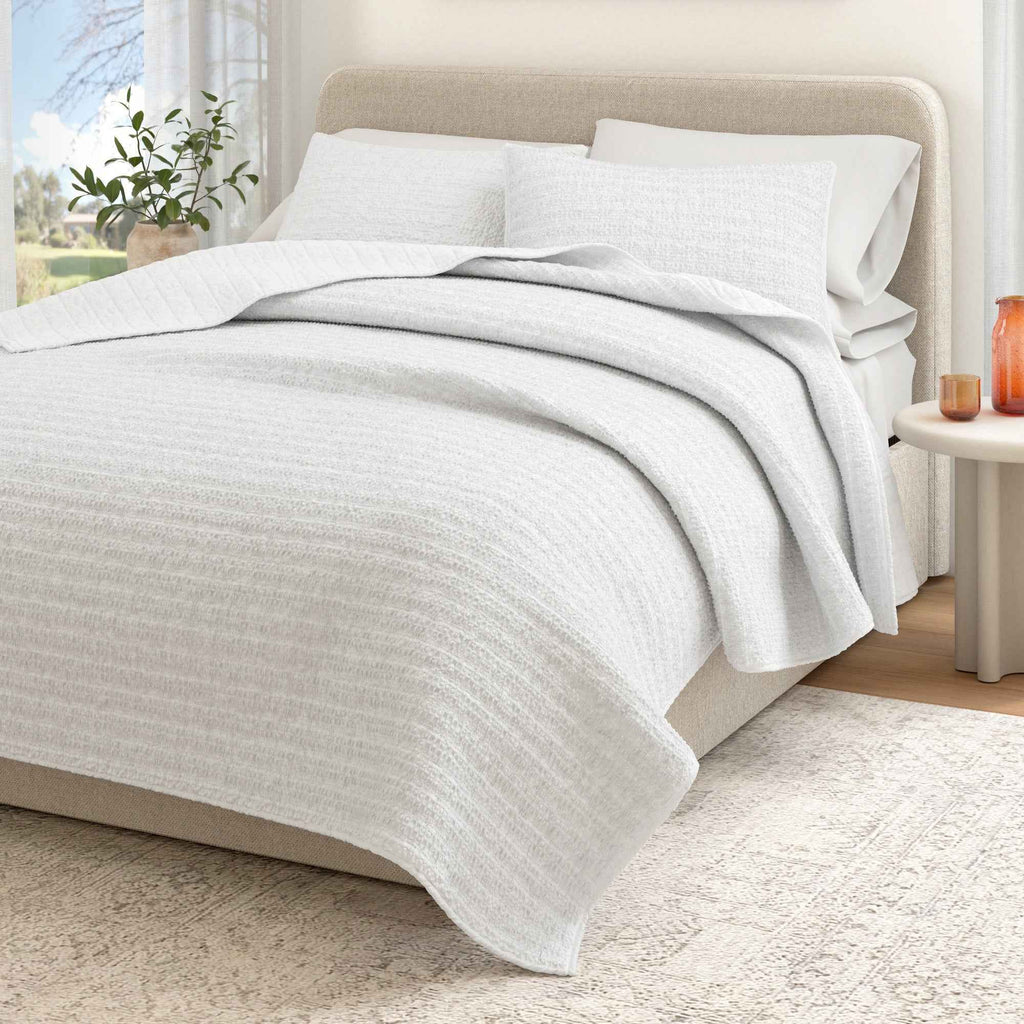 100% Cotton Honeycomb Waffle Garment Washed Quilt Set - Genevieve Collection