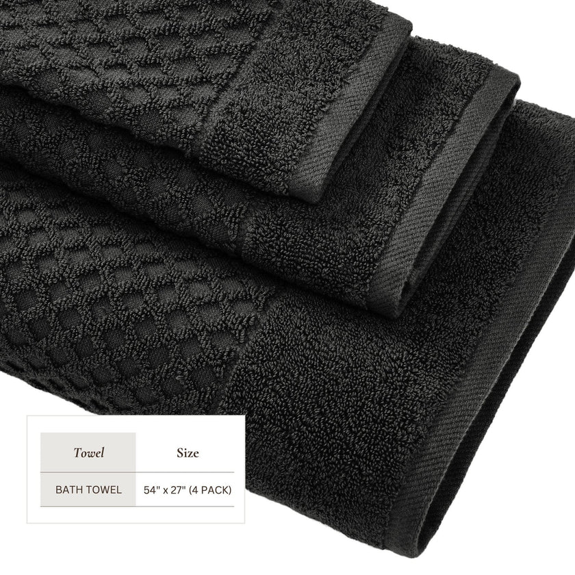 Cotton Diamond Waffle Weave Bath Towel Set - Grayson Collection