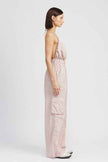 Emory Park women's cargo jumpsuit in light pink with a relaxed fit and side pockets