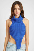 Emory Park women's knit halter top in vibrant blue with a stylish, unique design