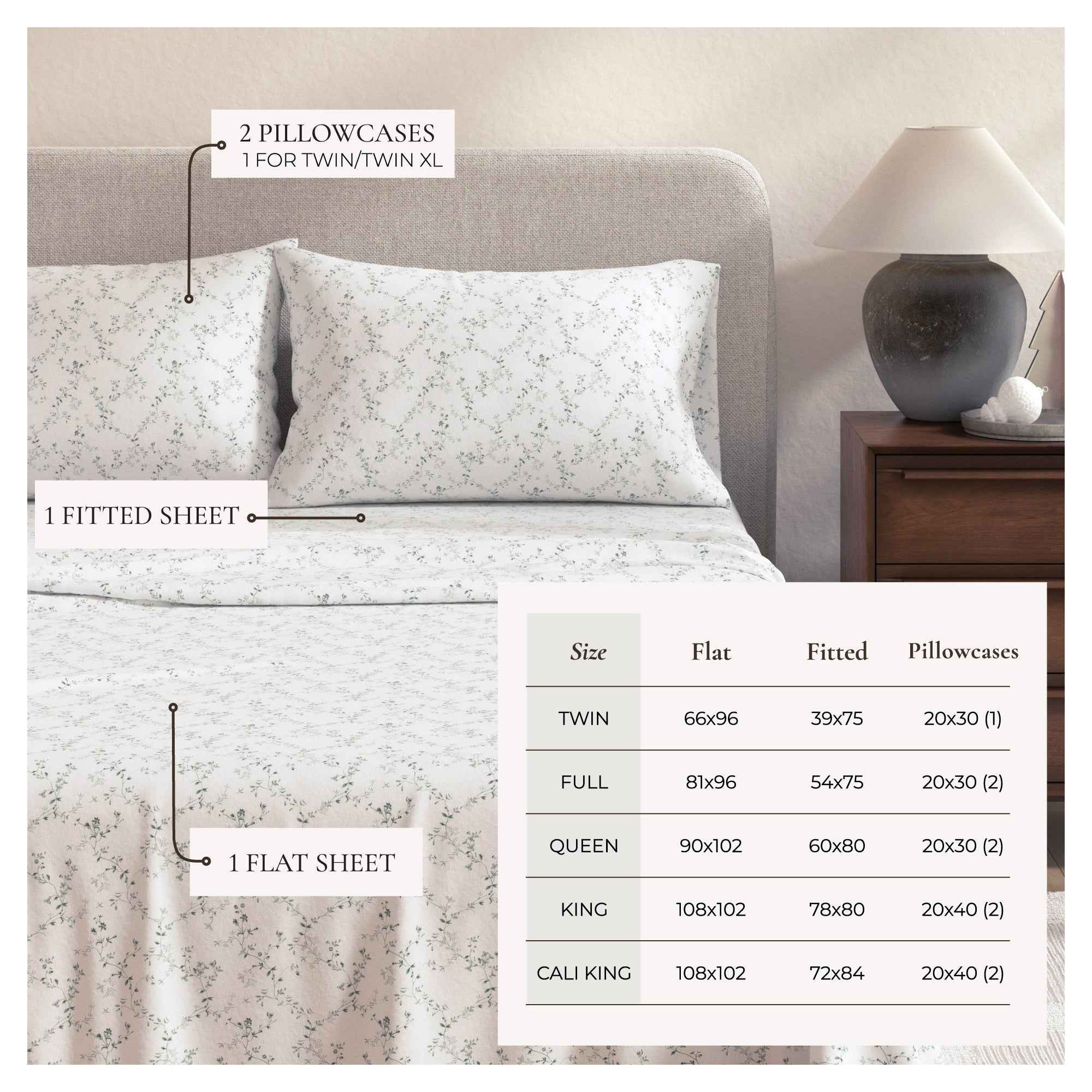 Turkish Cotton Flannel Sheet Set - Winter Floral Collection