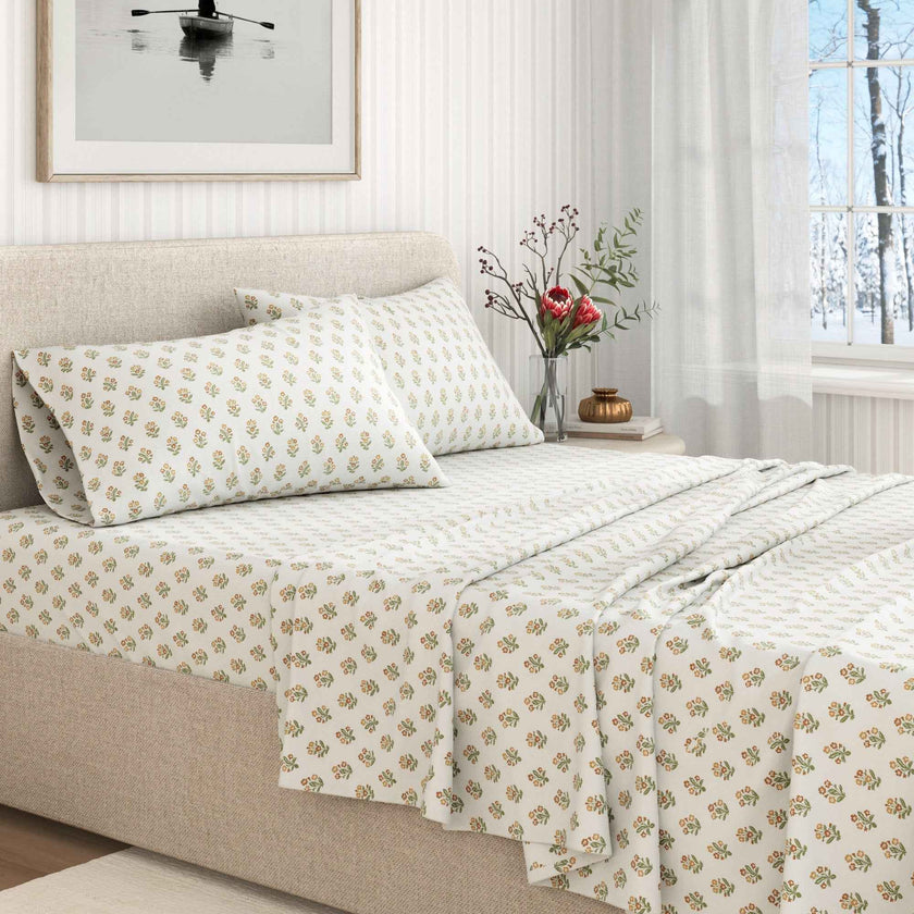 Turkish Cotton Flannel Sheet Set - Winter Floral Collection