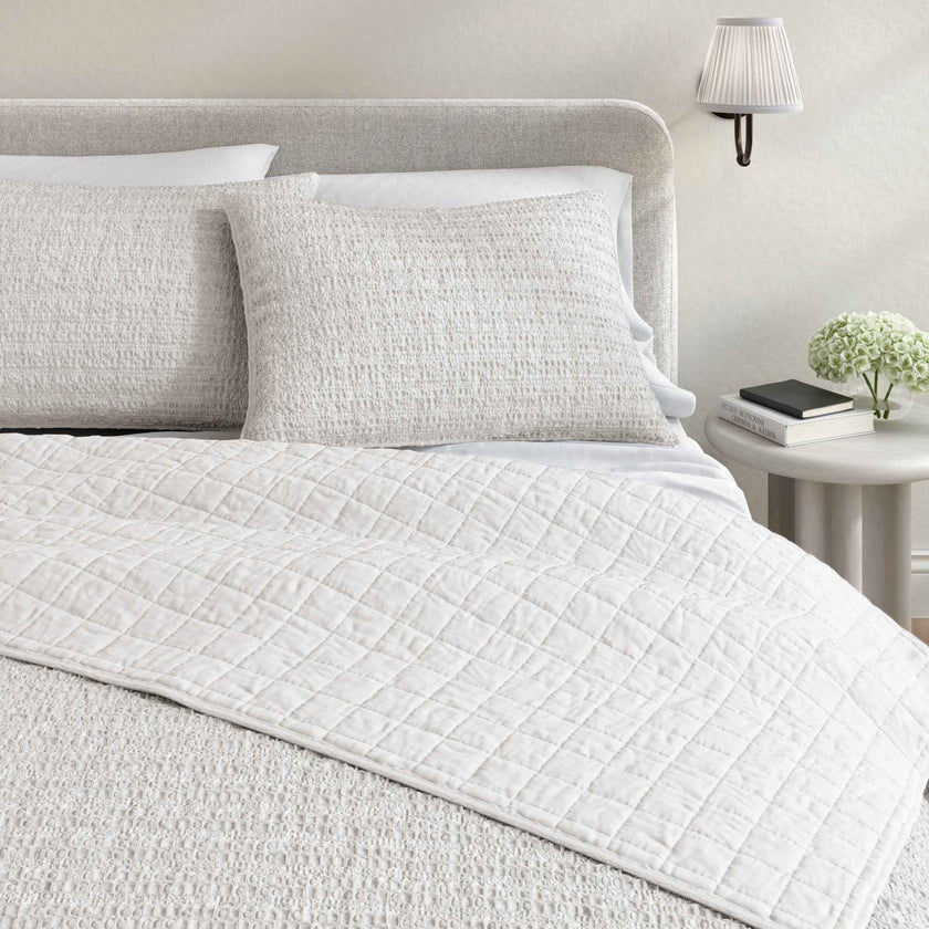 100% Cotton Honeycomb Waffle Garment Washed Quilt Set - Genevieve Collection