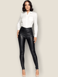 Pikemla heartbreaker faux leather pants designed for a stylish and sleek look with high-waisted fit