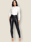 Pikemla heartbreaker faux leather pants designed for a stylish and sleek look with high-waisted fit