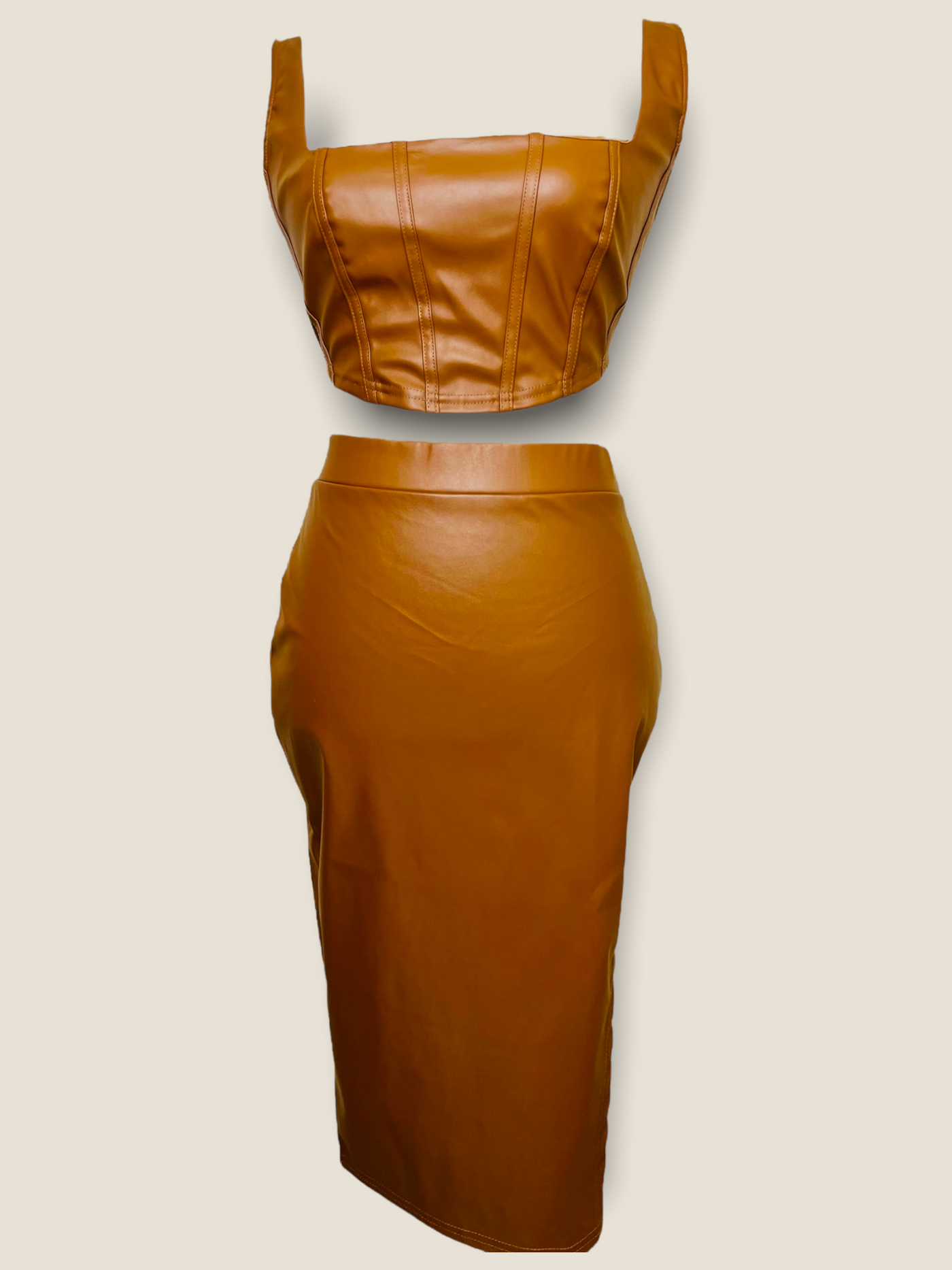 Dangerous Duo Midi Skirt Set - Camel - Pikemla