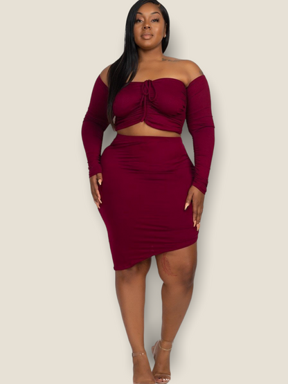 Red Thalía Skirt Set -Plus Sized - Pikemla