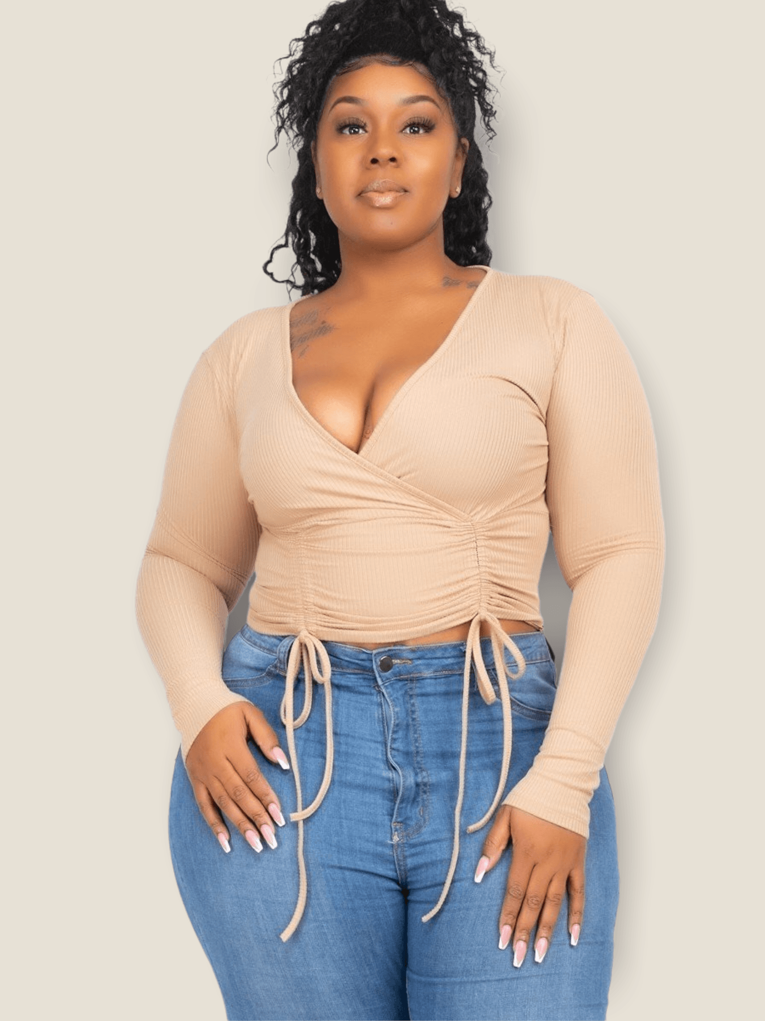 Bella Ruched Top - Latte - Pikemla