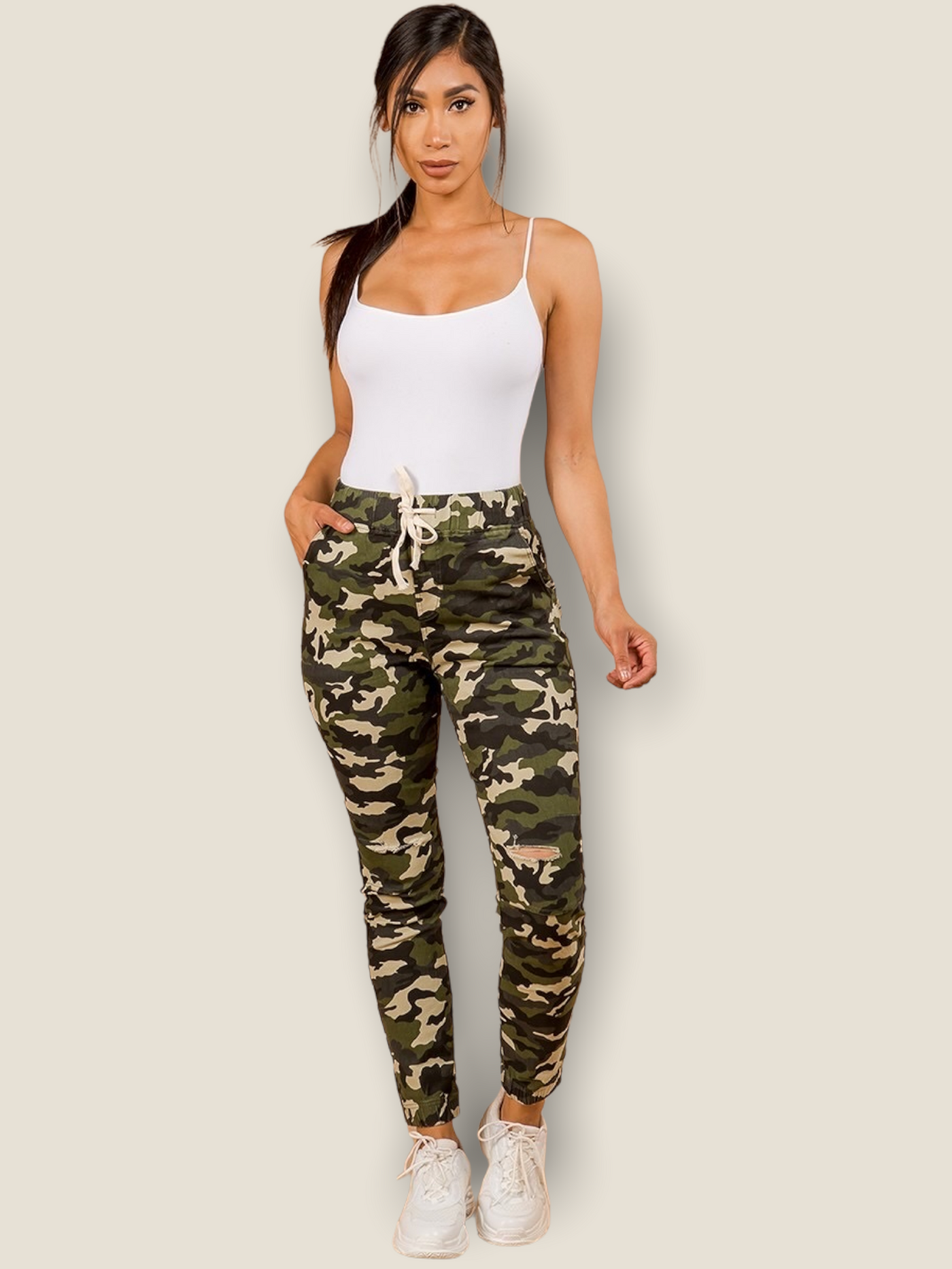 Ariana Light Wash Camo Joggers - Pikemla