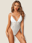 Pikemla Lace Trimmed Bodysuit White with Strappy Detail - Pikemla