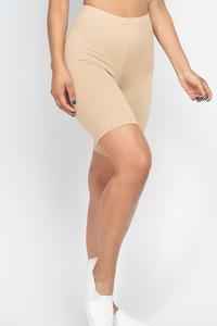 Pikemla Beige Plus Size Biker Shorts with a Comfortable Fit for Everyday Wear
