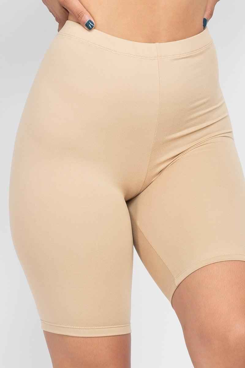 Pikemla Plus Size Biker Shorts in Beige with a comfortable fit for everyday wear